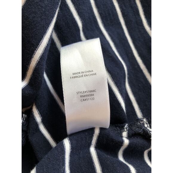 Beach Lunch Lounge NWOT Blue White Striped Short Sleeve Dress Fringe Large - Picture 8 of 8